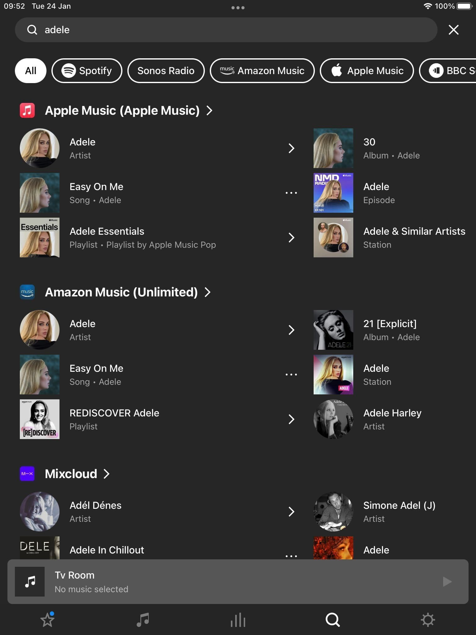 Where in the sonos app can I see the name of the spotify playlist that is  playing?