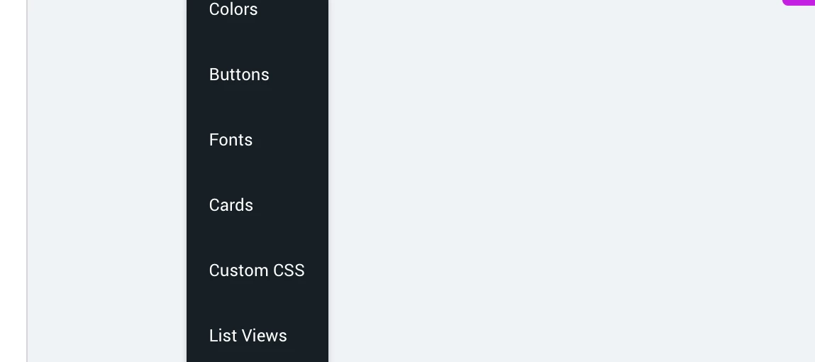 Screenshot of customization options